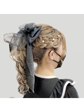 編み込みポニーテール