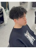 センターパートツイストスパイラルパーマ