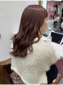 髪質改善カラーオレンジレッドショコラブラウン韓国ミディアム
