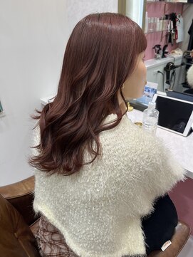 ザトエル 栄(THE TOEL) 髪質改善カラーオレンジレッドショコラブラウン韓国ミディアム