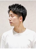 メンズビジネスショートツーブロック爽やか七三パート理容室黒髪