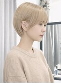 Gem Hair Studio 姉崎　丸みショート×ミルクティーベージュ