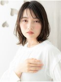 シースルーバング/ダークアッシュ/暗髪/レイヤーカット/30代e