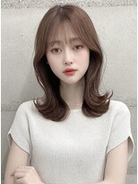 フォンズ(FONS)&nbsp;外ハネミディアム斜めバンクグレージュカラーシルキーベージュ