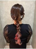 編み下ろし　編み込み　パールピン　ドレスヘア　花嫁　結婚式