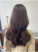 美髪暖色ブラウン◎春カラーパープルブラウン艶ゆる巻き