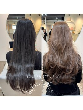 カラ フクオカ 天神(Cara FUKUOKA) ヘーゼルベージュ&レイヤーカット《福岡ブリーチなしカラー》