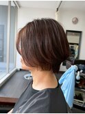 丸みショート小顔カット似合わせカット透け感束感ボブ