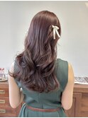 ブリーチなしダブルカラーピンクブラウン暖色カラーレイヤー20代