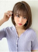 大人かわいい 小顔ショートボブ ひし形シルエット グレージュKI 