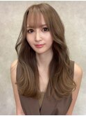 バレイヤージュショコラアッシュハイライトグレージュカラー