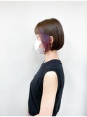 《TOPHAIR 玉島店/ ベリー》刈り上げボブ×インナーカラー