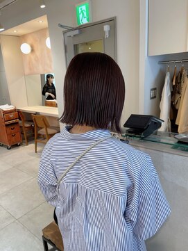 キャンバス バイ ネオリーブ 横浜西口(Canvas by neo.) 切りっぱなしボブ ラベンダーブラウン ラインボブ