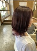 ミディアムレイヤーに裾カラー