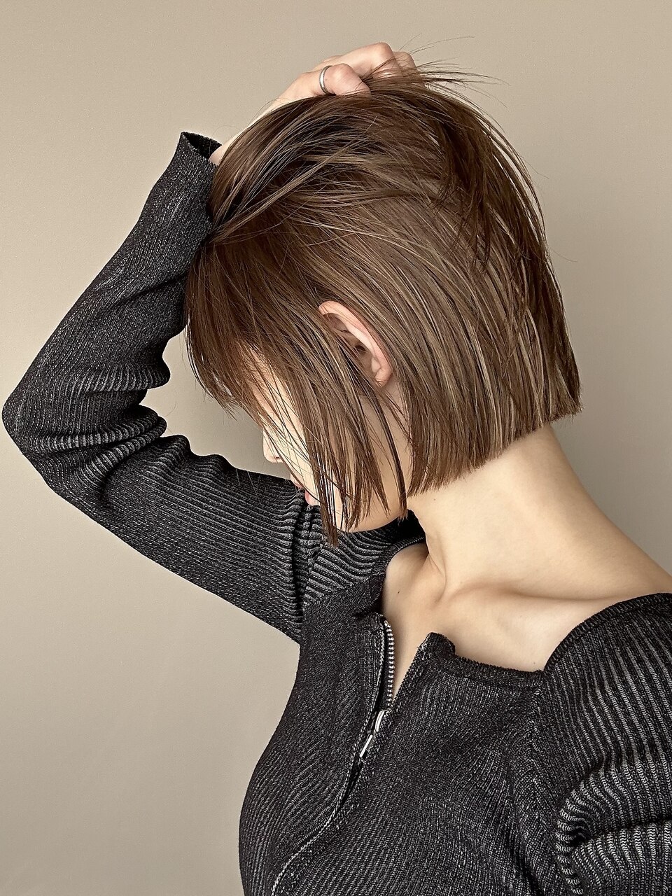 ピンクベージュ/ブリーチ/ボブ/表参道