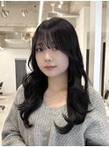 くびれヘア/顔周り/韓国/レイヤーカット/黒髪/ロング/前髪/横浜