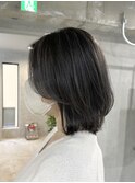 白髪ぼかしハイライト/デザインカラー/くびれボブ/グレージュ
