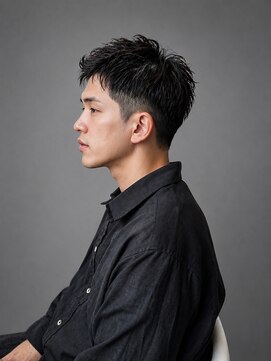 メンズカット バイ ソイクフ(メンズカット by SOY-KUFU) メンズマッシュテーパーフェード短髪メンズアップバング/東伏見