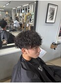 10代20代ツーブロック波巻きマッシュ