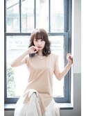 大人かわいいフェザーバングカーキグレージュ[インナーカラー]
