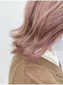 フェミニン×ピンク☆ハイトーン抜け感セミディ◇20代30代40代