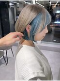 ツートンカラー×インナーカラーターコイズ×似合わせカット×14