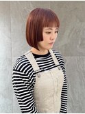顔周りデザインカット×マロンベージュ