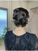 20代30代大人可愛いお呼ばれヘアツインゆるふわショートアレンジ