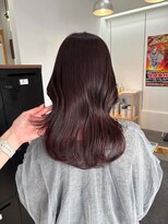 ユニ バイ マグ 長野店(Uni.by Mag)&nbsp;【艶感★ピンクブラウン】韓国 髪型 大人可愛いウェーブ巻き髪