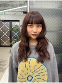 レイヤーカットオレンジブラウン顔まわりカット