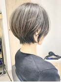 ホワイトグレージュミニウルフデジタルパーマチェリーブラウン