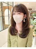 ミディアムレイヤーカットストレートロングウルフカットベージュ