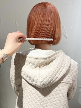 ラミエ バイ メルト 吉祥寺(lamie by melt) "久保田"ハイトーンボブオレンジピンクブリーチカラー