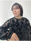 暖色カラー　ボブ　外ハネ