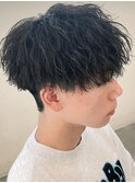 奈良men's縦落ちツイストスパイラルパーマ刈り上げマッシュ
