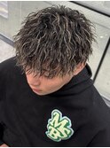 メッシュマッシュツイストスパイラルパーマツーブロック束感