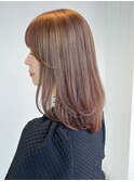 顔周りレイヤー韓国ヘア美髪グレージュミディアム_ba501941