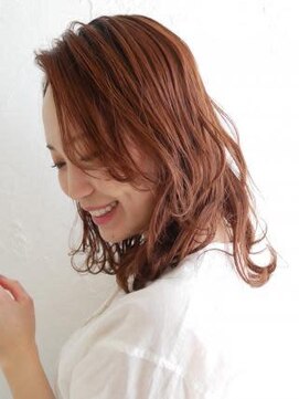 アース 三軒茶屋店(HAIR&MAKE EARTH) 三軒茶屋_レディース_セミロング_ピンクブラウン_コテ巻き_小顔