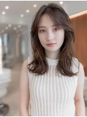 20代30代大人かわいい前髪／レイヤーカット/こっくりカラー/小顔