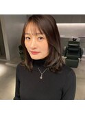 デザインカラーレイヤーカットウェットヘア夏オリーブベージュ
