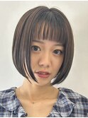 ミルクティーベージュダブルカラーケアブリーチ顔まわりレイヤー