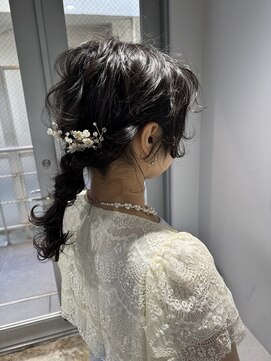 エインアンリー 表参道(AIN.ANLY.) ◯ポニーテールシニヨン編み込み着物ドレスヘアハープアップ