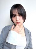 大人ミニボブフェイスレイヤー前髪あり暗髪丸顔K20250623