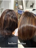 美髪縮毛矯正/髪質改善ストレート/before→after/30代40代50代