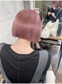ケアブリーチカラーカット　ピンク
