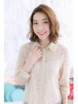 ミック ヘアアンドメイク アップ 駒込店(miq Hair&Make up)&nbsp;ラフウェーブパーマ＆暖色系カラーで…フェミニンミディ