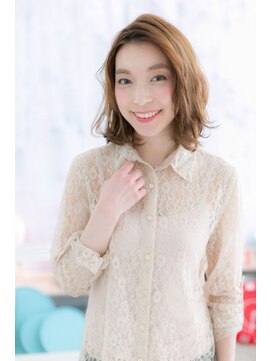 ミック ヘアアンドメイク アップ 駒込店(miq Hair&Make up) ラフウェーブパーマ＆暖色系カラーで…フェミニンミディ