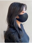 黒髪とは違う抜け感暗髪＊韓国風ネイビーブラック×エギョモリ