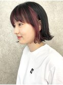 フェイスフレーミング前髪インナーピンクベージュ外ハネボブ