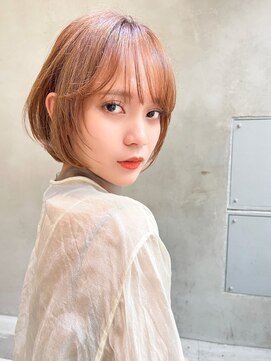 メーヴェ(Mowen) mowen 南堀江　ボブ×ピンクベージュ×艶髪×顔周りレイヤー